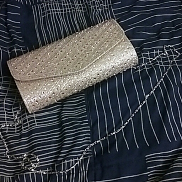 Rose gold rhinestone clutch bag - Picture 3 of 4